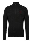 Cable-Knit Cotton Sweater Tops Knitwear Half Zip Jumpers Black Polo Ra...