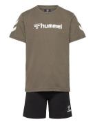 Hmlnovet Shorts Set Sport Sets With Short-sleeved T-shirt Khaki Green ...