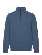 Kurano Tops Knitwear Half Zip Jumpers Blue BOSS