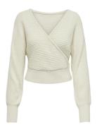 Onlelina Ls V-Neck Pullover Ex Knt Tops Knitwear Jumpers Cream ONLY