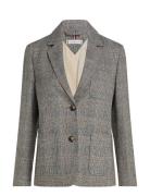 Wool Mix Check Sb Blazer Blazers Single Breasted Blazers Grey Tommy Hi...