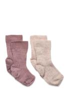 Sock 2 P Wool Knit Socks & Tights Socks Pink Lindex