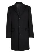 Fine Wool Blend Coat Uldfrakke Frakke Black Calvin Klein