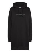 Chenille Monologo Hoodie Dress Kort Kjole Black Calvin Klein Jeans