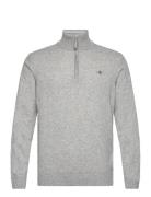 Superfine Lambswool Half Zip Tops Knitwear Half Zip Jumpers Grey GANT