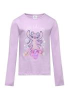 Tshirt Tops T-shirts Long-sleeved T-Skjorte Purple Lilo & Stitch