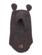 Wool Fullface W Ears Accessories Headwear Balaclava Brown Mikk-line