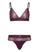 Gift Set Lingerie Bras & Tops Soft Bras Bralette Burgundy Calvin Klein