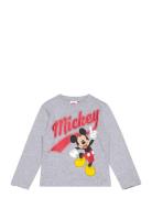 Tshirt Tops T-shirts Long-sleeved T-Skjorte Grey Mickey Mouse