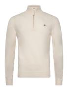 Superfine Lambswool Half Zip Tops Knitwear Half Zip Jumpers Cream GANT