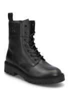 Combat Boot Mid Zip Lth In Calf Shoes Boots Ankle Boots Laced Boots Bl...