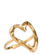 Open Heart Adjustable Ring Nøglering Gold By Jolima