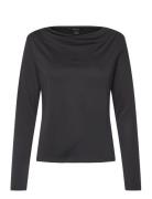 Long Sleeved Ruched Boat Neck Top Tops T-shirts & Tops Long-sleeved Bl...