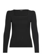 Stretch Cotton Ribbed Puff-Sleeve Tee Tops T-shirts & Tops Long-sleeve...