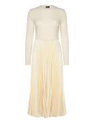 Sweater-Bodice Long-Sleeve Dress Knælang Kjole Cream Polo Ralph Lauren