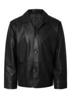 Slhcarl Leather Hybrid Blazer Læderjakke Skindjakke Black Selected Hom...