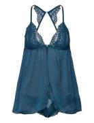 Bd Crinkle Lace Astrid Bodies Slip Blue Hunkemöller