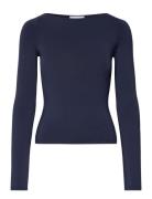 Boatneck Long Sleeve Tops T-shirts & Tops Long-sleeved Navy Weekday