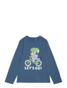 T-Shirt Ls Tops T-shirts Long-sleeved T-Skjorte Blue Minymo