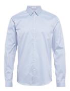 Plain Twill Stretch Shirt L/S Tops Shirts Business Blue Lindbergh