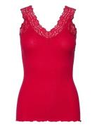 Rwbernadine Sl Lace Top Tops T-shirts & Tops Sleeveless Red Rosemunde