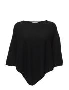 Triangle Poncho Tops Knitwear Ponchos Black Davida Cashmere