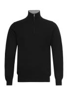 Man Half Zip Designers Knitwear Half Zip Jumpers Black Davida Cashmere