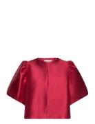 Cleo Pouf Sleeve Blouse Designers Blouses Short-sleeved Red Malina