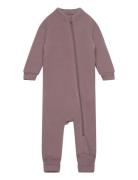 Wool Suit W Rib Outerwear Fleece Outerwear Fleece Coveralls Purple Mik...