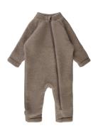 Wool Baby Suit Outerwear Fleece Outerwear Fleece Coveralls Beige Mikk-...