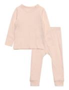 Rib Jersey Long Johns Set Sets Sets With Long-sleeved T-shirt Pink Cop...