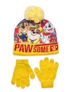 Set Cap + Glooves Accessories Headwear Hats Winter Hats Yellow Paw Pat...