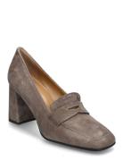 Classic Square Loafer Shoes Heels Heeled Loafers Brown Apair