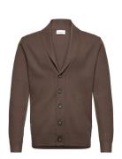 Ecovero Shawl Collar Cardigan Tops Knitwear Cardigans Brown Lindbergh