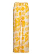 Rodebjer Lunara Print Designers Trousers Wide Leg Yellow RODEBJER