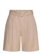 Belt Linen-Blend Bermuda Shorts Bottoms Shorts Bermudas Beige Mango