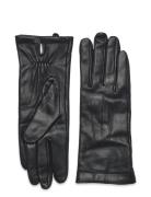 Leather Glove With Dents Accessories Gloves Finger Gloves Black Lindex