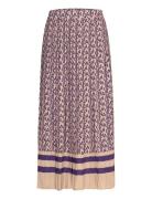 Monogram Print Pleated Skirt Skirts Knee-length & Midi Skirts Multi/pa...