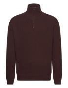 Wblass Wool Half-Zip Designers Knitwear Half Zip Jumpers Brown Woodbir...