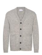 Lambswool Button Cardigan Tops Knitwear Cardigans Grey Lindbergh