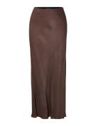 Naima Satin Skirt Skirts Maxi Skirts Brown Lexington Clothing