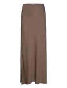 Tyne Satin Midi Skirt Skirts Knee-length & Midi Skirts Brown Twist & T...