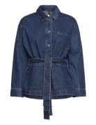 Denim Jacket With Bow Tops Shirts Denim Shirts Blue Mango