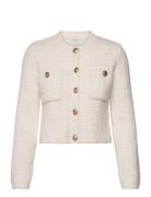 Button Knitted Jacket Blazers BouclÉ Blazers Cream Bubbleroom