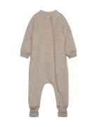 Wool Suit W Rib Outerwear Fleece Outerwear Fleece Coveralls Beige Mikk...