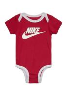 C1-Bodysuit+Hat+Bootie Bodysuits Short-sleeved Red Nike