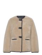 Fur-Effect Coat With Appliqués Outerwear Faux Fur Beige Mango