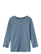 Nmmkab Ls Top Noos Tops T-shirts Long-sleeved T-Skjorte Blue Name It