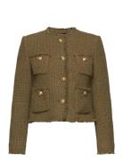 Pocket Tweed Jacket Blazers BouclÉ Blazers Khaki Green Mango