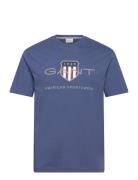 Reg Archive Shield Ss T-Shirt Tops T-Kortærmet Skjorte Blue GANT